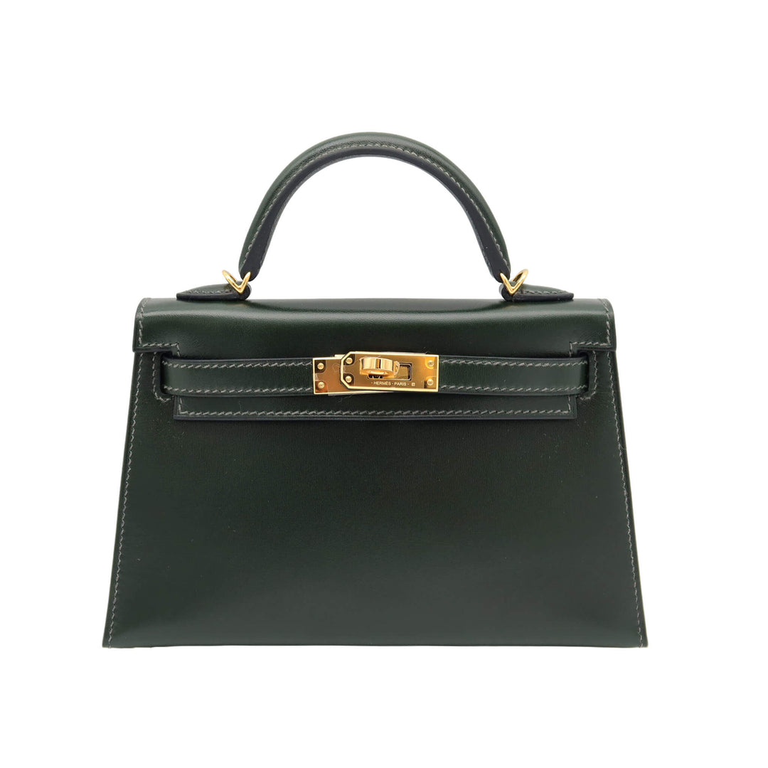 HERMES  エルメス  ミニケリー ドゥ  ヴェールフォンセ  ボックスカーフ  ゴールド金具  K 刻印 - GINZA CELIA