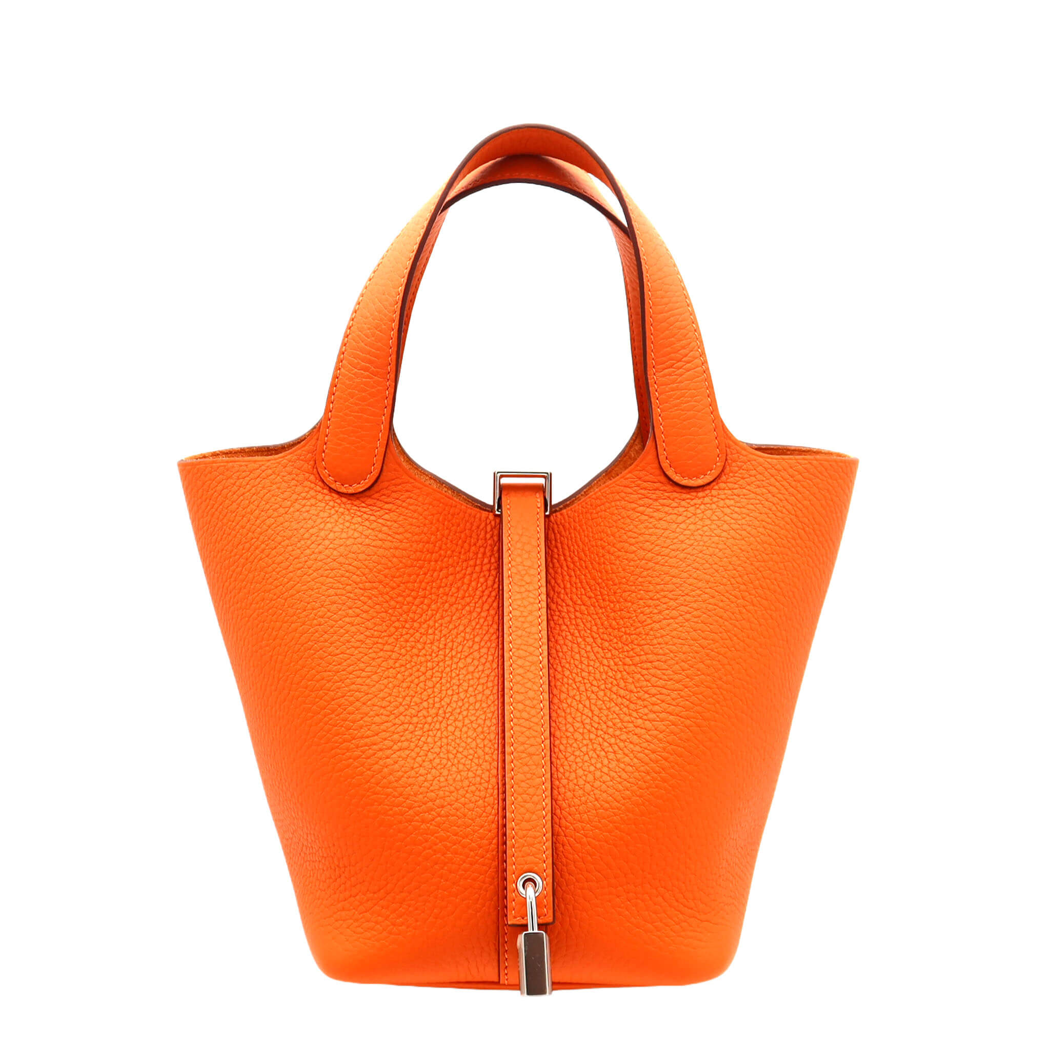 HERMÈS Picotin Lock 18 Orange Clemence PHW Stamp K Brand New