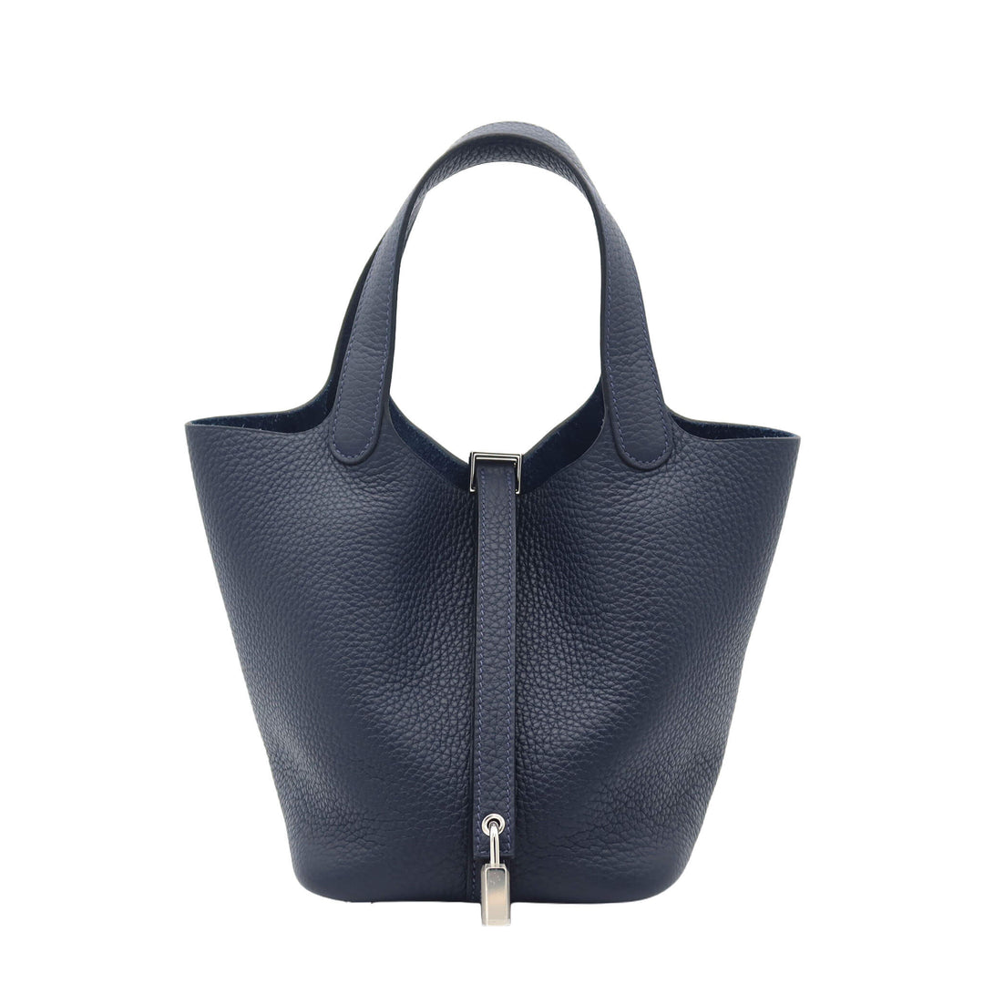 HERMES  エルメス  ピコタンロック 18  ブルーニュイ  トリヨンクレマンス  シルバー金具  K 刻印 - GINZA CELIA