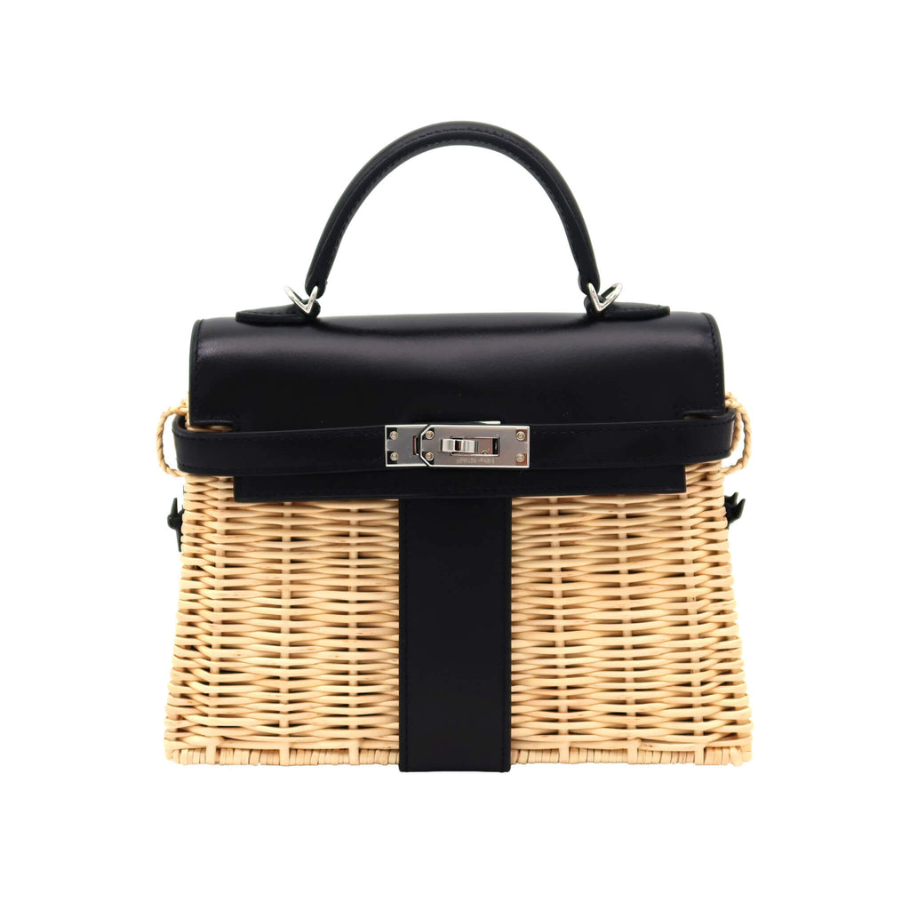 HERMES エルメス ケリーピクニック ミニ ブラック ボックスカーフ/柳