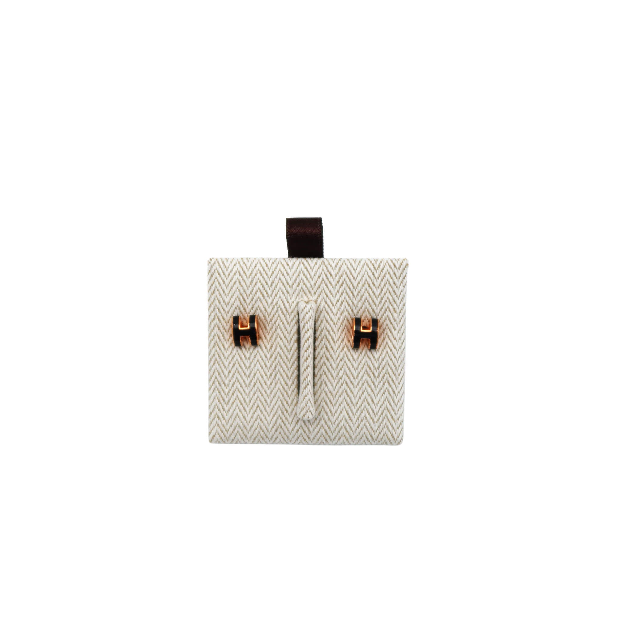 エルメス　ポップH ピアス　ピンクゴールド×ブラック HERMES エルメス ピアス ミニ・ポップH ブラック ピンクゴールド金具