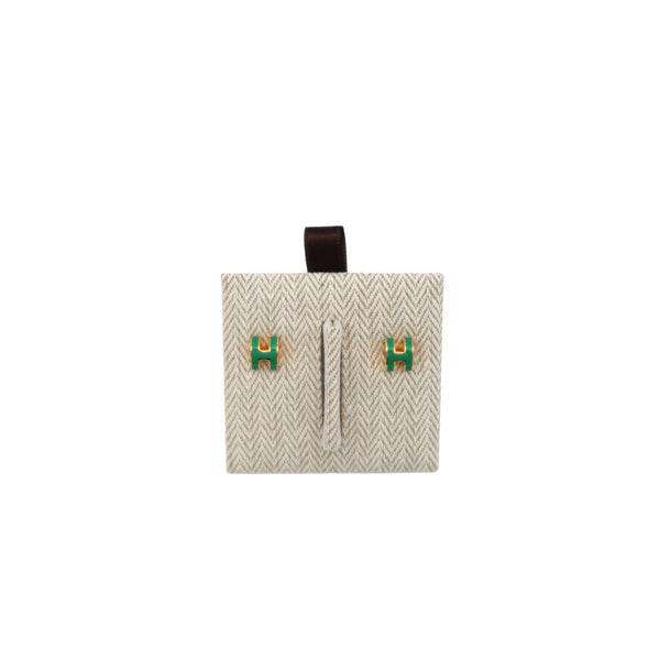 HERMES エルメス ピアス ミニ・ポップH ヴェールシプレス ゴールド金具