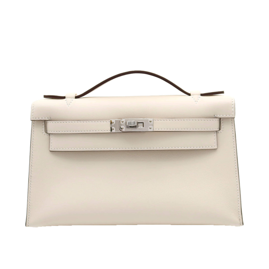 HERMÈS 愛馬仕 Mini Kelly 一代 奶油白 Swift皮 銀釦 G刻