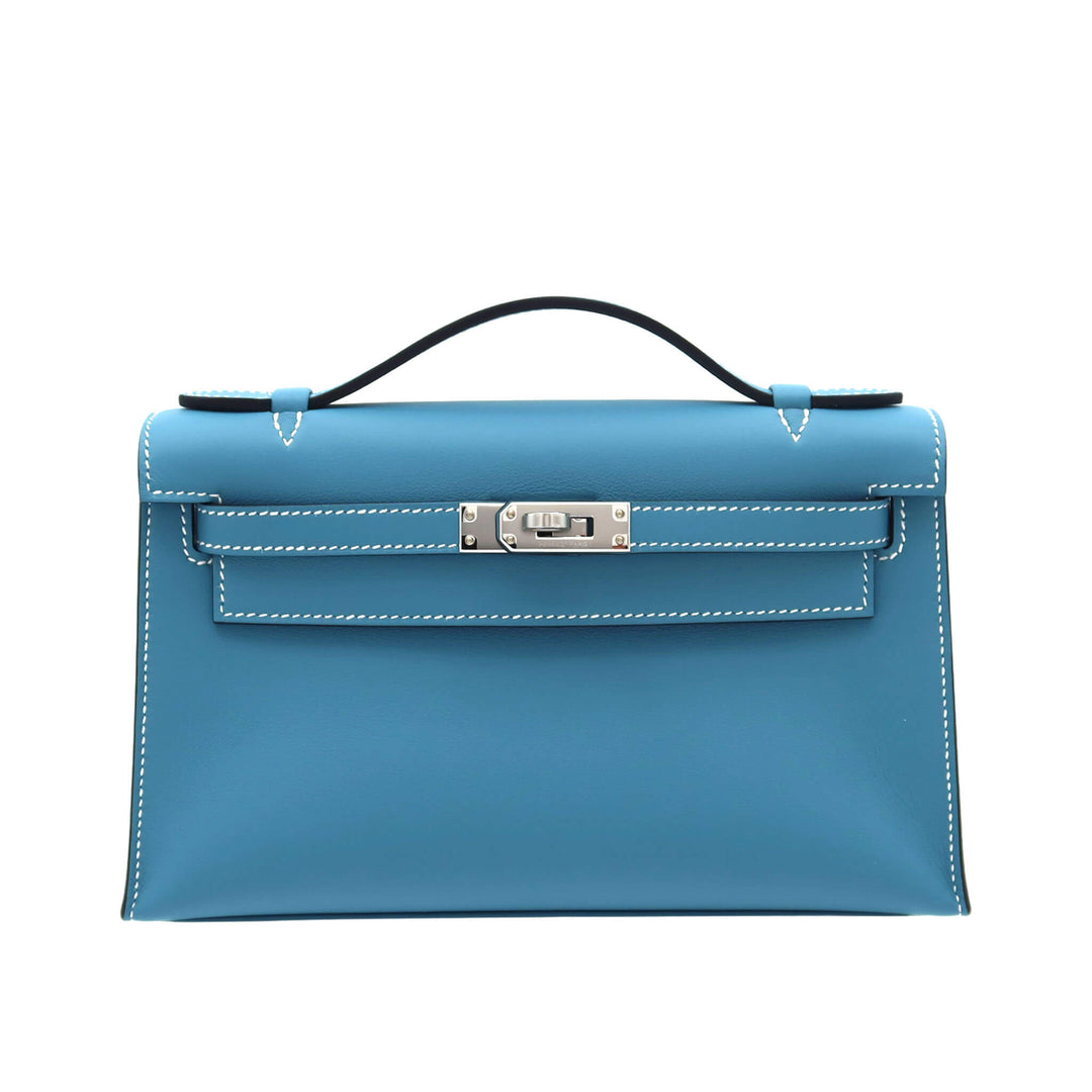 HERMÈS 愛馬仕 Mini Kelly 一代 新牛仔藍 Swift皮 銀釦 K刻