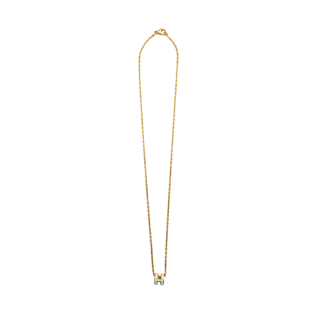 HERMES エルメス ネックレス ミニ・ポップH ブラン ゴールド金具
