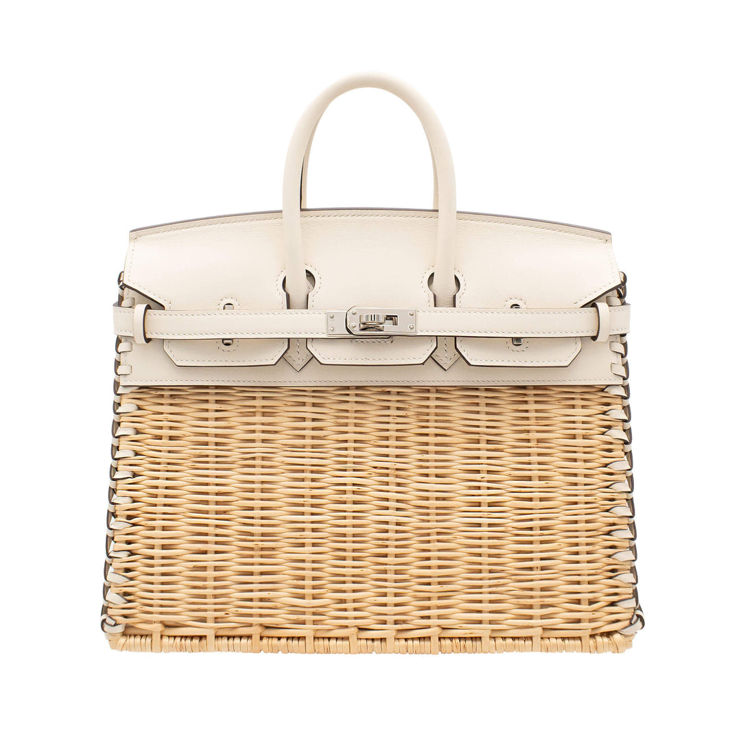 HERMÈS Birkin 25 Picnic Naturel/Nata Swift/Osier Palladium Hardware (PHW) Stamp B