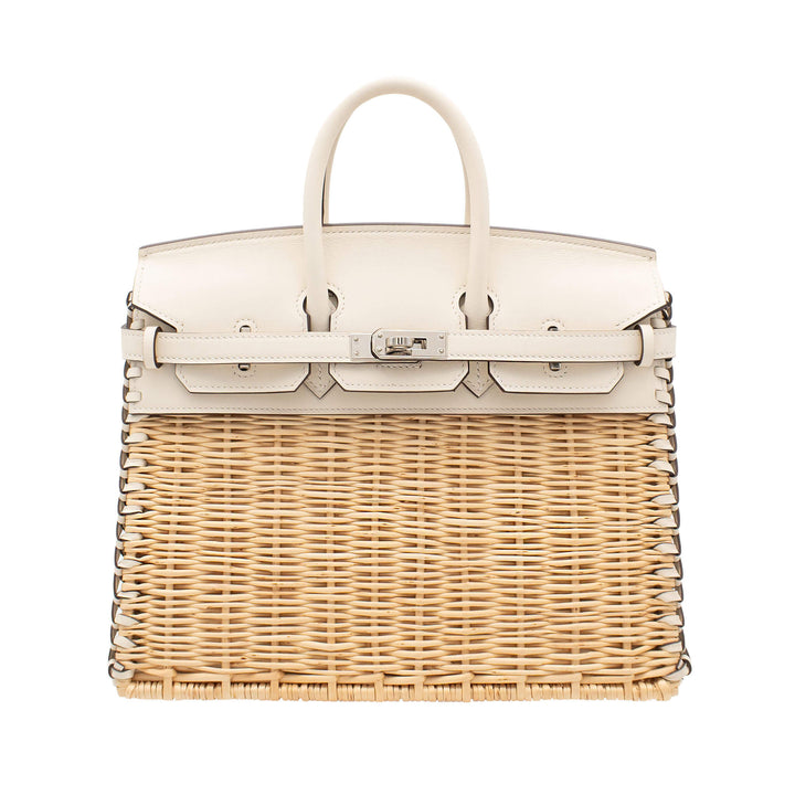 HERMÈS Birkin 25 Picnic Naturel/Nata Swift/Osier Palladium Hardware (PHW) Stamp B