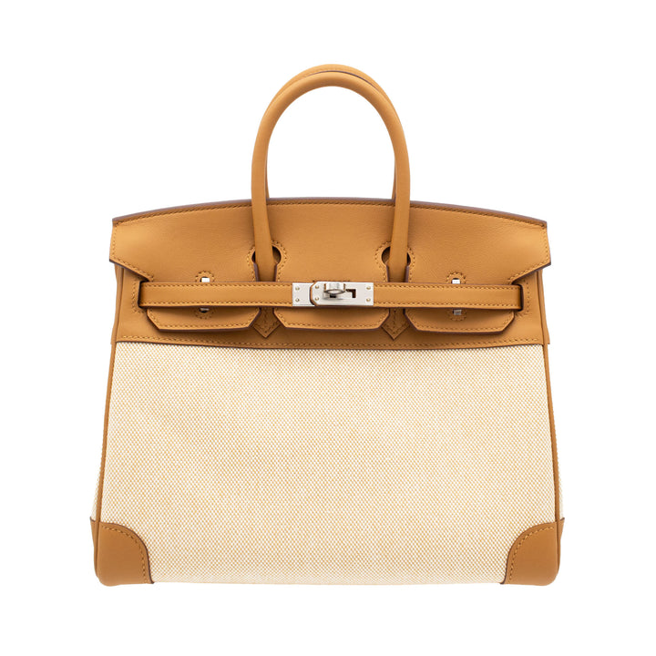 HERMES エルメス バーキン25 セサミ トワルアッシュ/スイフト シルバー金具 G刻印 - GINZA CELIA