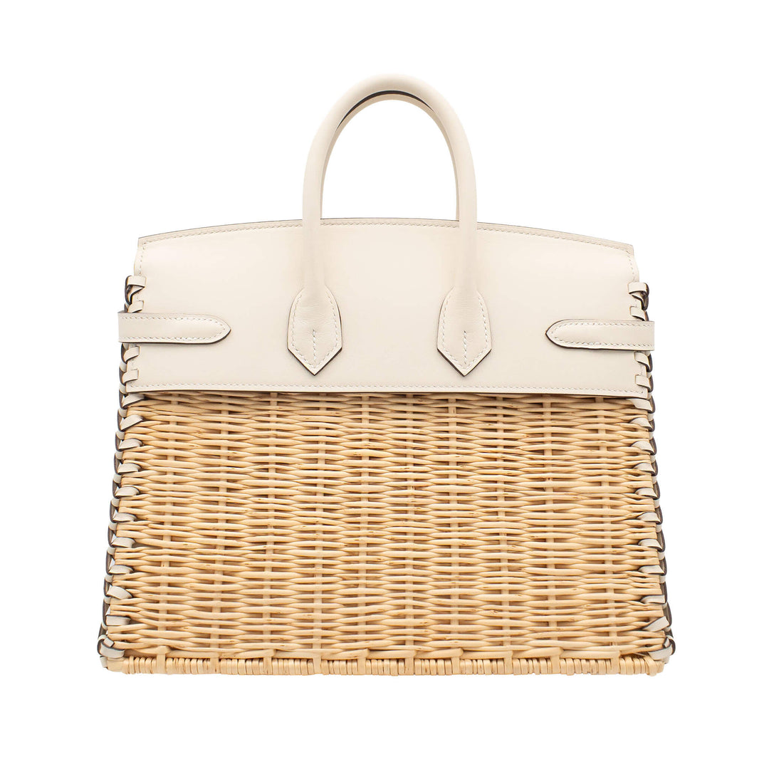 HERMÈS Birkin 25 Picnic Naturel/Nata Swift/Osier Palladium Hardware (PHW) Stamp B