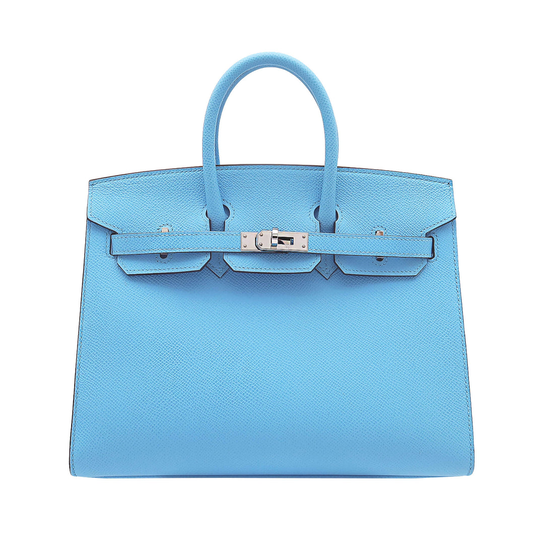 HERMÈS Birkin 25 外縫 糖果藍 Epsom 皮 銀釦 U 刻