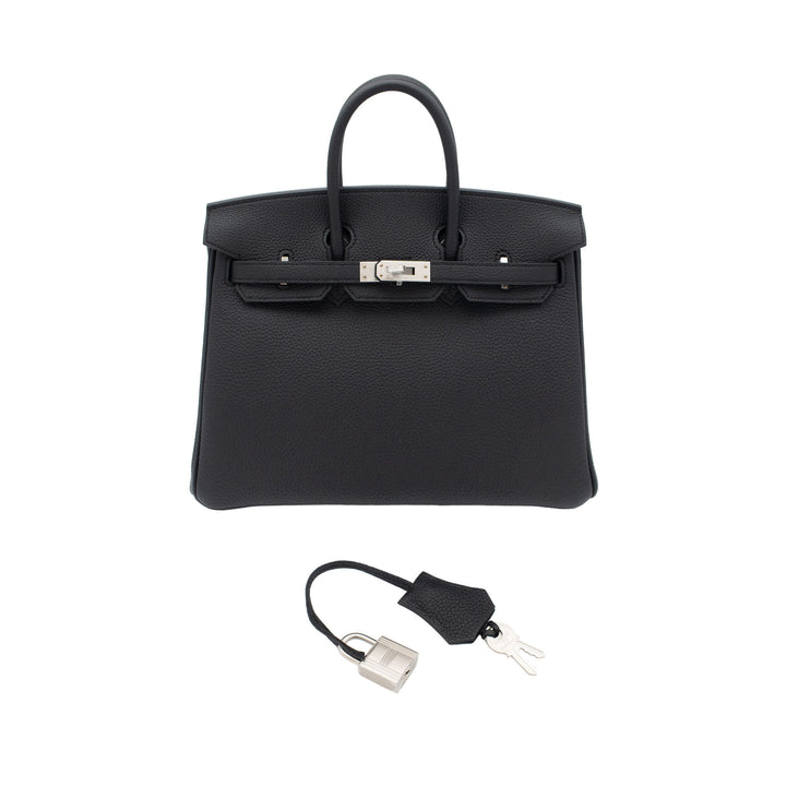 HERMES エルメス バーキン25 ブラック トゴ マットシルバー金具 K刻印