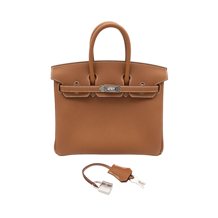 HERMÈS Birkin 25 Gold Togo Palladium Hardware (PHW) Stamp G