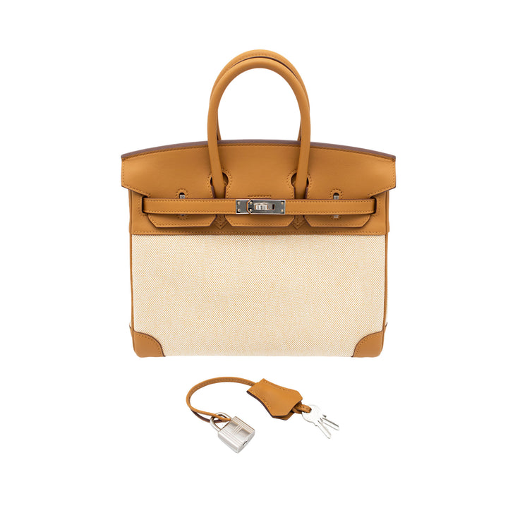 HERMES エルメス バーキン25 セサミ トワルアッシュ/スイフト シルバー金具 G刻印 - GINZA CELIA