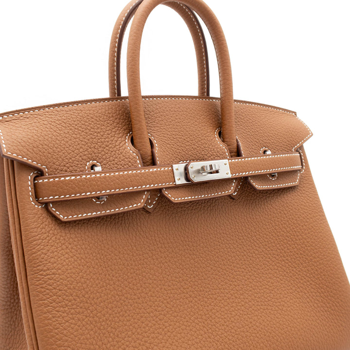 HERMÈS Birkin 25 Gold Togo Palladium Hardware (PHW) Stamp G