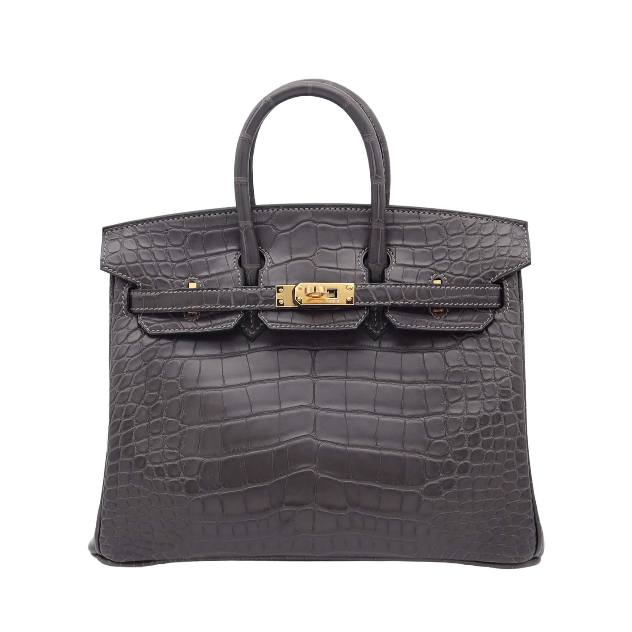 HERMES エルメス バーキン 25 グラファイト アリゲーターマット