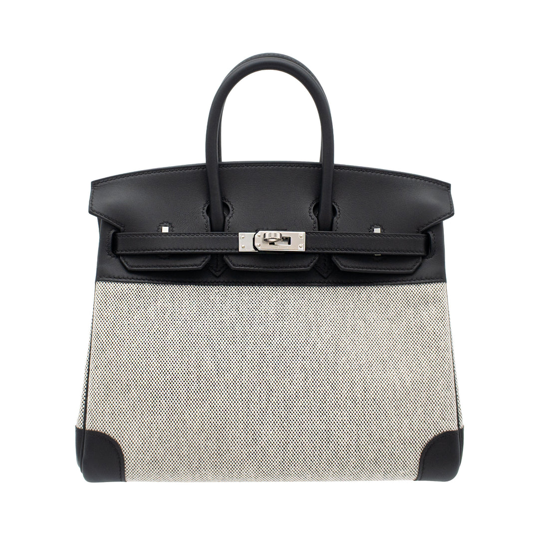 HERMES エルメス バーキン25 ブラック スイフト/トワル シルバー金具 G刻印 - GINZA CELIA