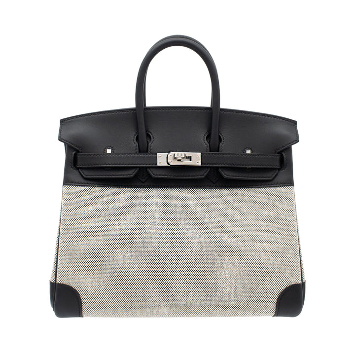 HERMES エルメス バーキン25 ブラック スイフト/トワル シルバー金具 G刻印 - GINZA CELIA