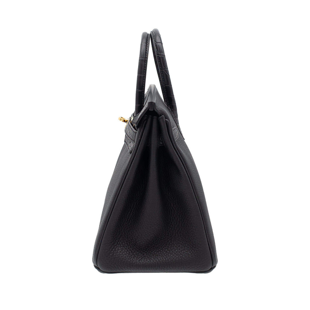 HERMES エルメス バーキン25 タッチ ブラック トゴ/アリゲーターマット ゴールド金具 B刻印 - GINZA CELIA