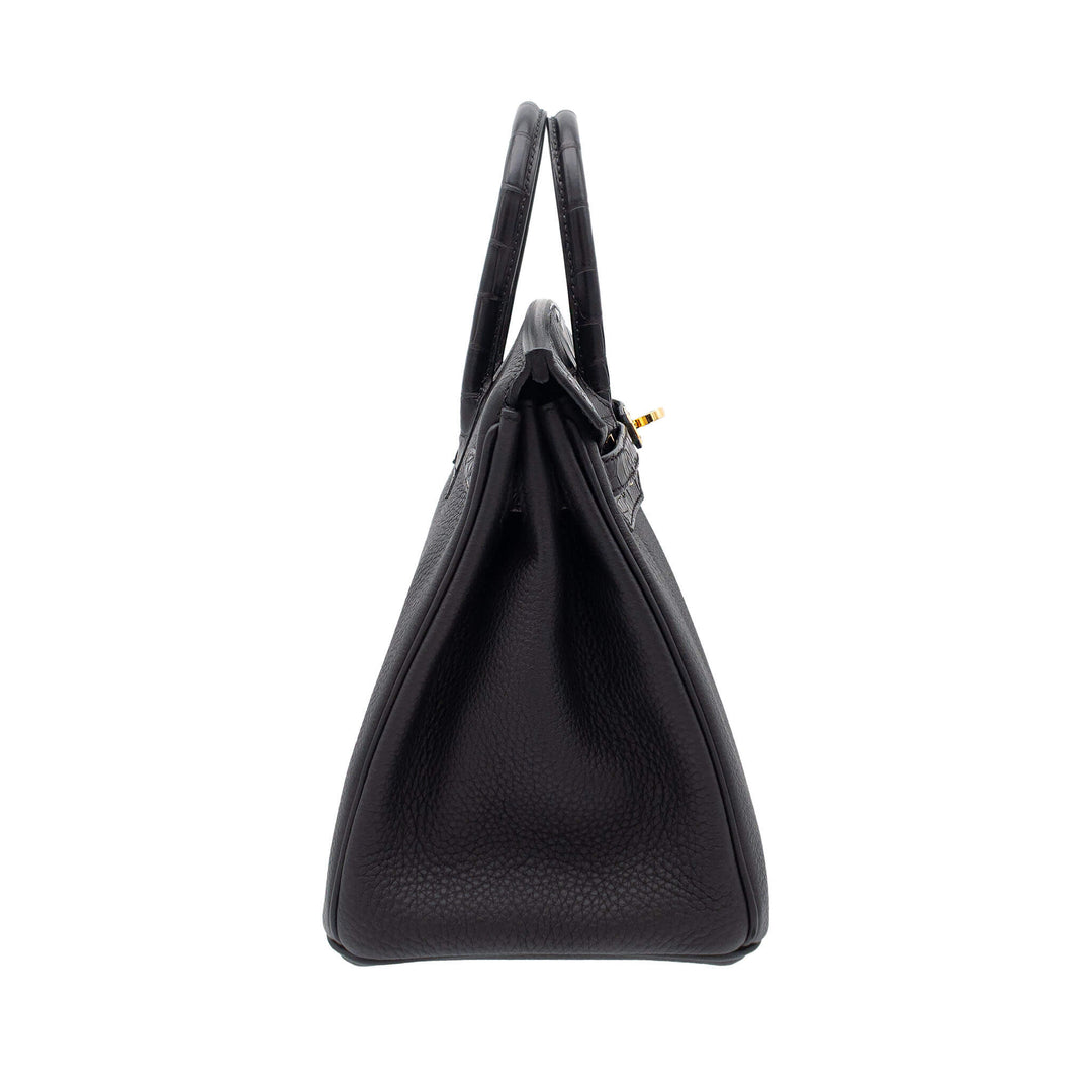 HERMES エルメス バーキン25 タッチ ブラック トゴ/アリゲーターマット ゴールド金具 B刻印 - GINZA CELIA