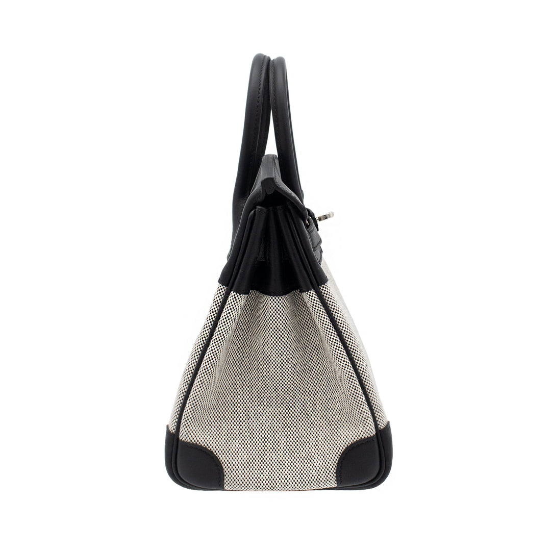 HERMES エルメス バーキン25 ブラック スイフト/トワル シルバー金具 G刻印 - GINZA CELIA