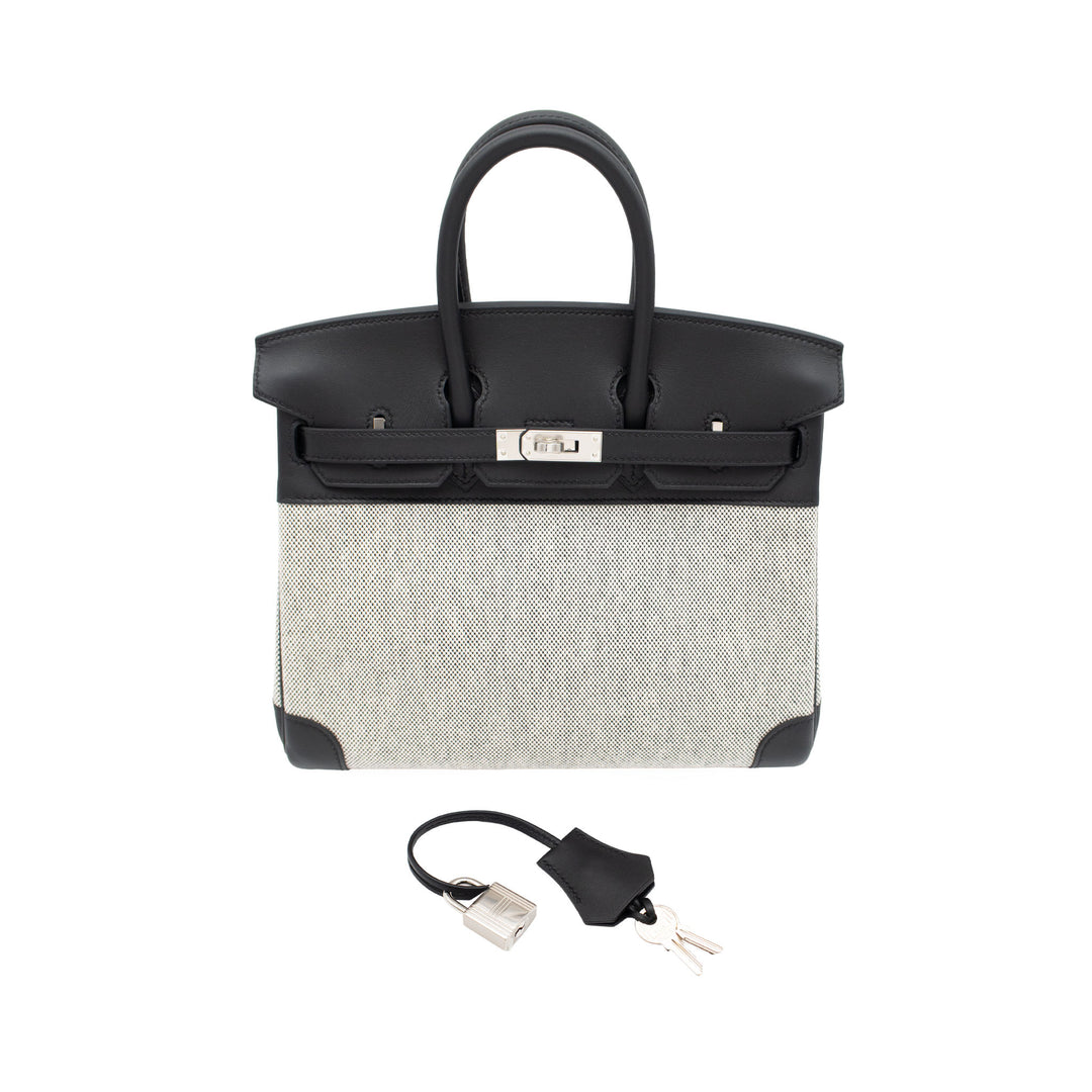 HERMES エルメス バーキン25 ブラック スイフト/トワル シルバー金具 G刻印 - GINZA CELIA