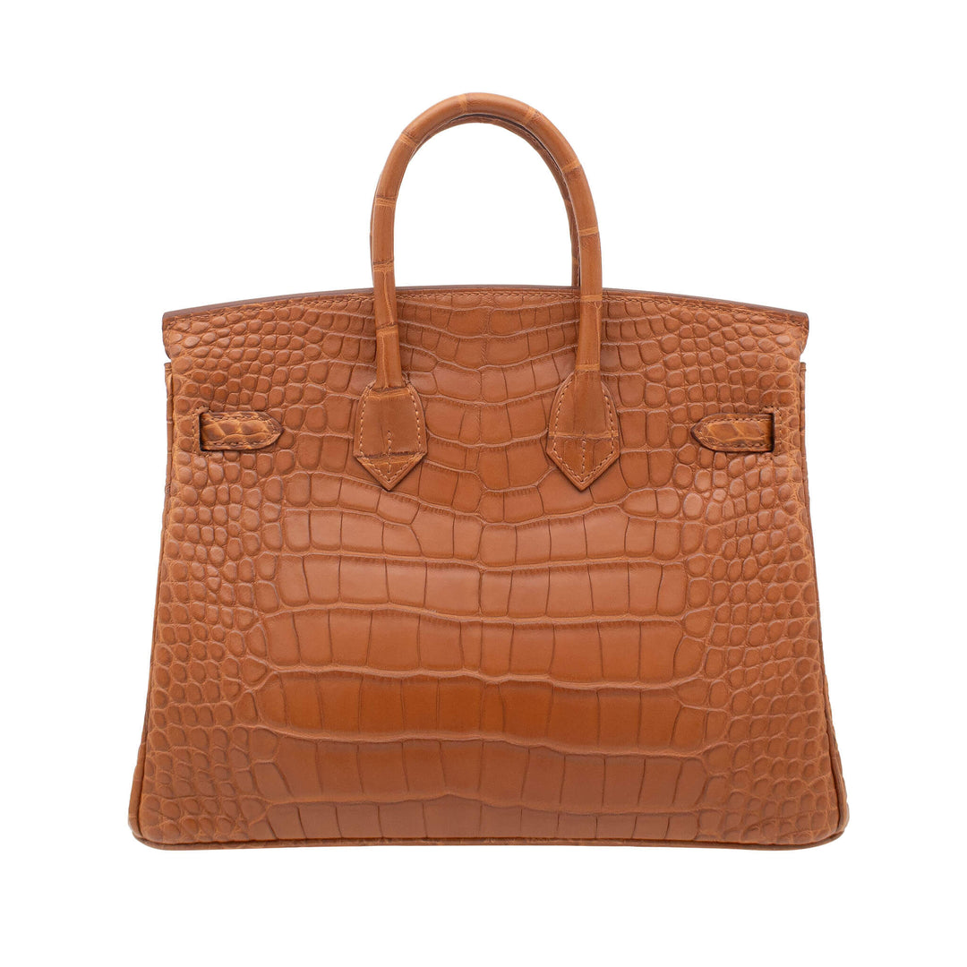 HERMES エルメス バーキン25 ゴールド アリゲーターマット ゴールド金具 W刻印 - GINZA CELIA