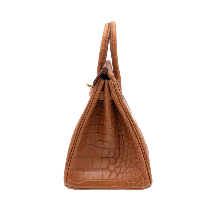 HERMES エルメス バーキン25 ゴールド アリゲーターマット ゴールド金具 W刻印 - GINZA CELIA