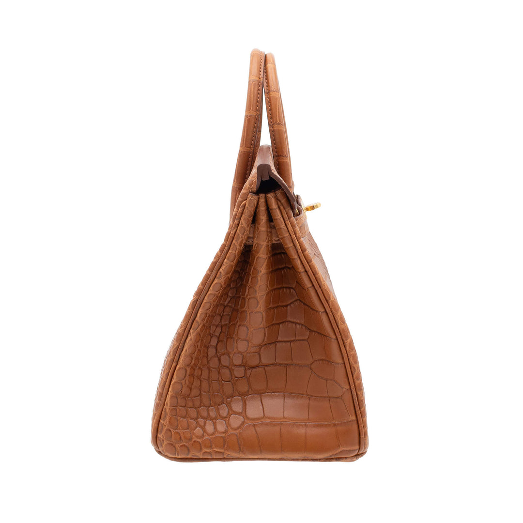 HERMES エルメス バーキン25 ゴールド アリゲーターマット ゴールド金具 W刻印 - GINZA CELIA