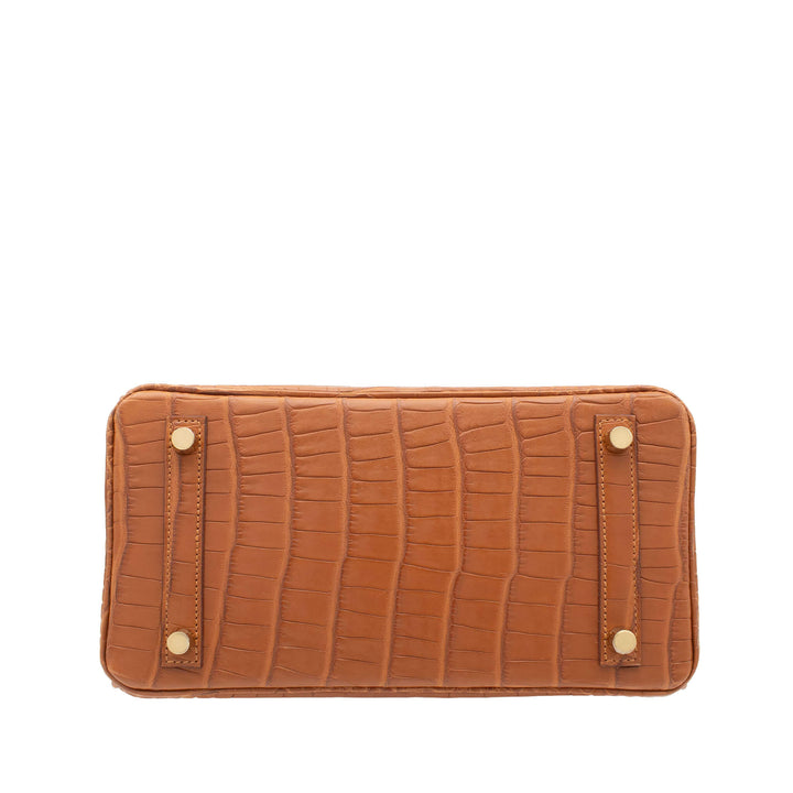 HERMES エルメス バーキン25 ゴールド アリゲーターマット ゴールド金具 W刻印 - GINZA CELIA