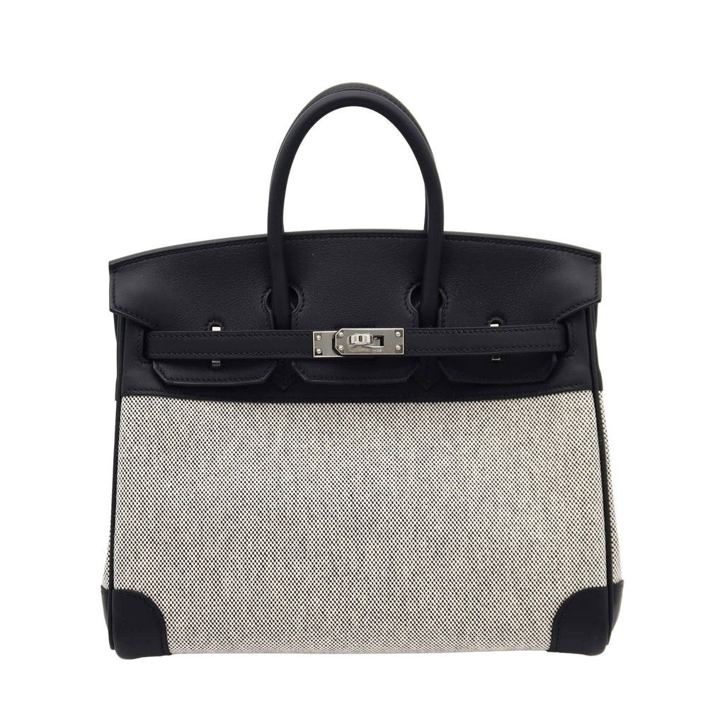 HERMES エルメス バーキン25 ブラック エクリュ/トワルアッシュ