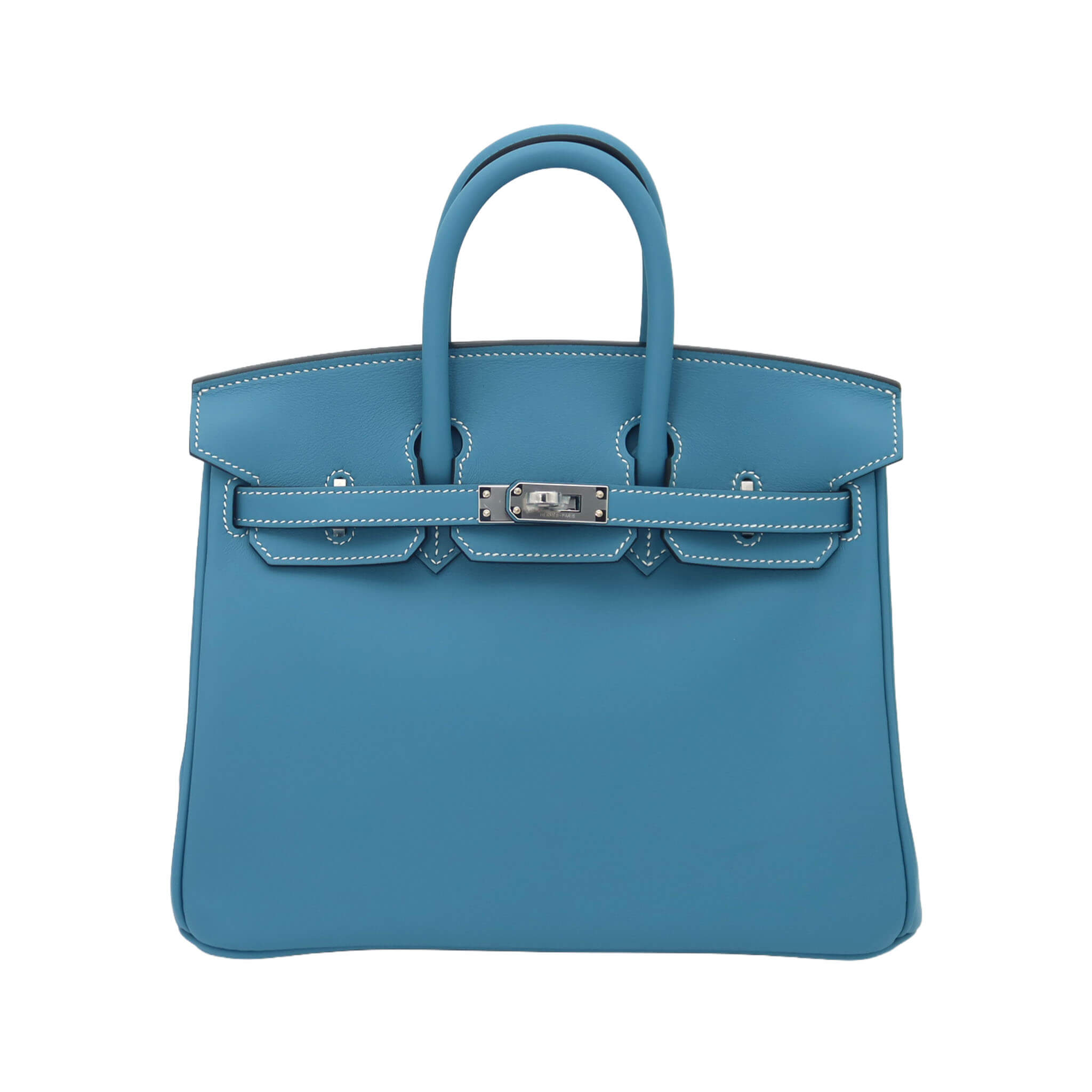 HERMÈS Birkin 25 New Bleu Jean Swift Palladium Hardware Stamp K