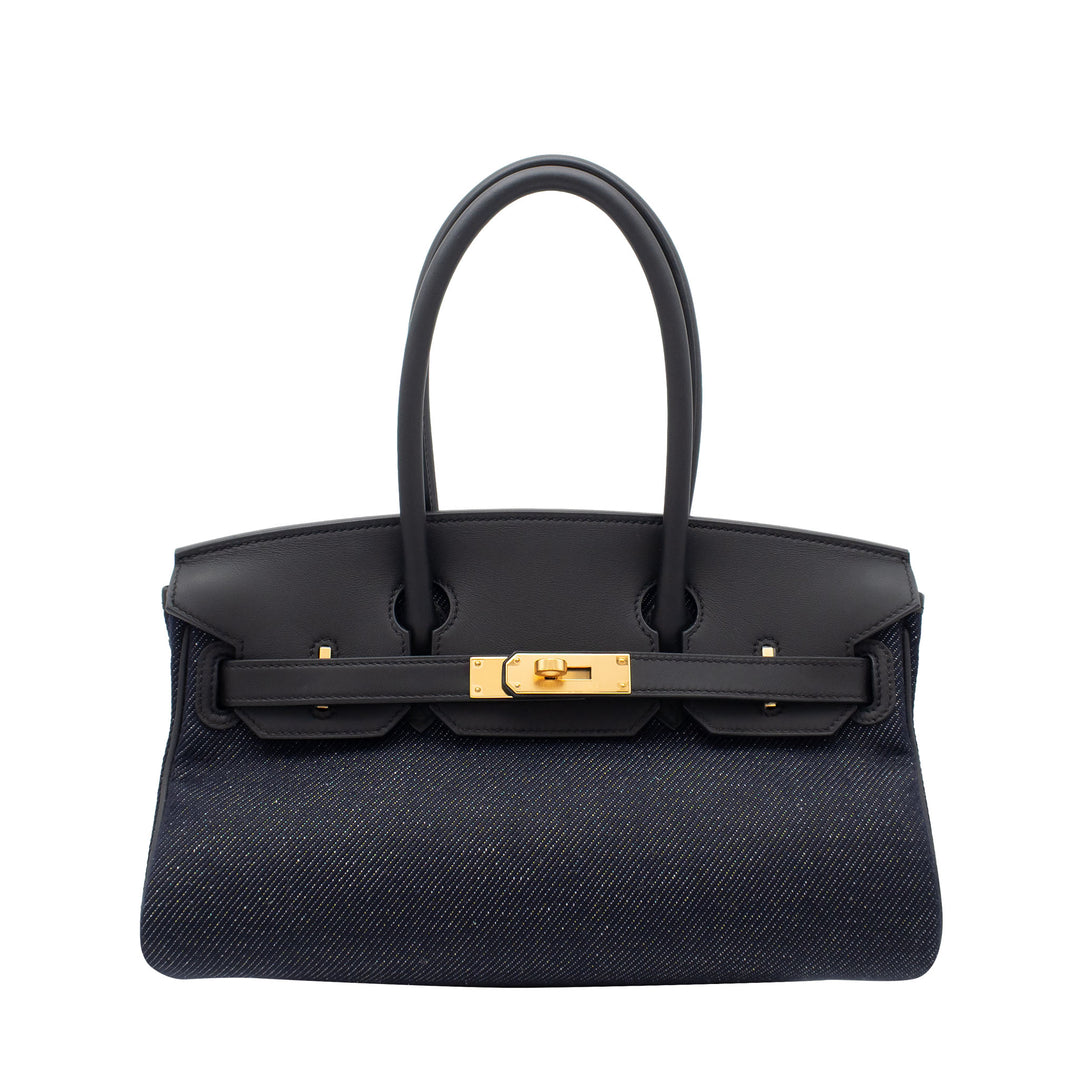 HERMES エルメス バーキンショルダー ライト 29 ブルーインディゴ/ブラック スイフト/トワル ゴールド金具 K刻印 - GINZA CELIA