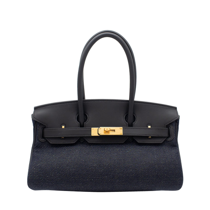 HERMES エルメス バーキンショルダー ライト 29 ブルーインディゴ/ブラック スイフト/トワル ゴールド金具 K刻印 - GINZA CELIA