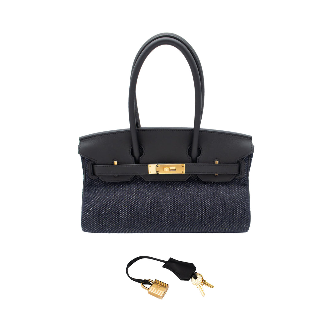 HERMES エルメス バーキンショルダー ライト 29 ブルーインディゴ/ブラック スイフト/トワル ゴールド金具 K刻印