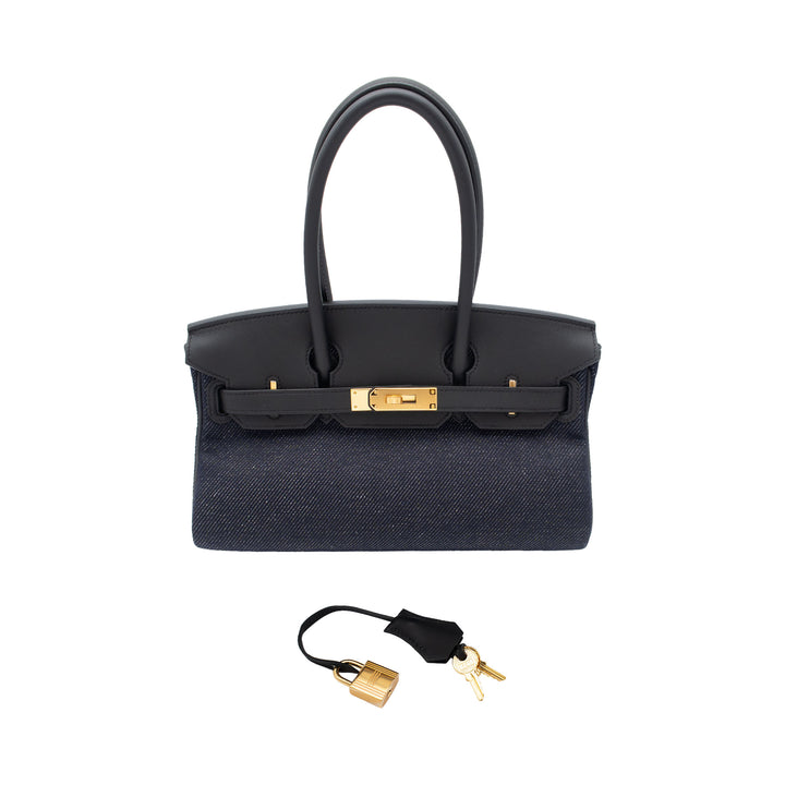 HERMES エルメス バーキンショルダー ライト 29 ブルーインディゴ/ブラック スイフト/トワル ゴールド金具 K刻印