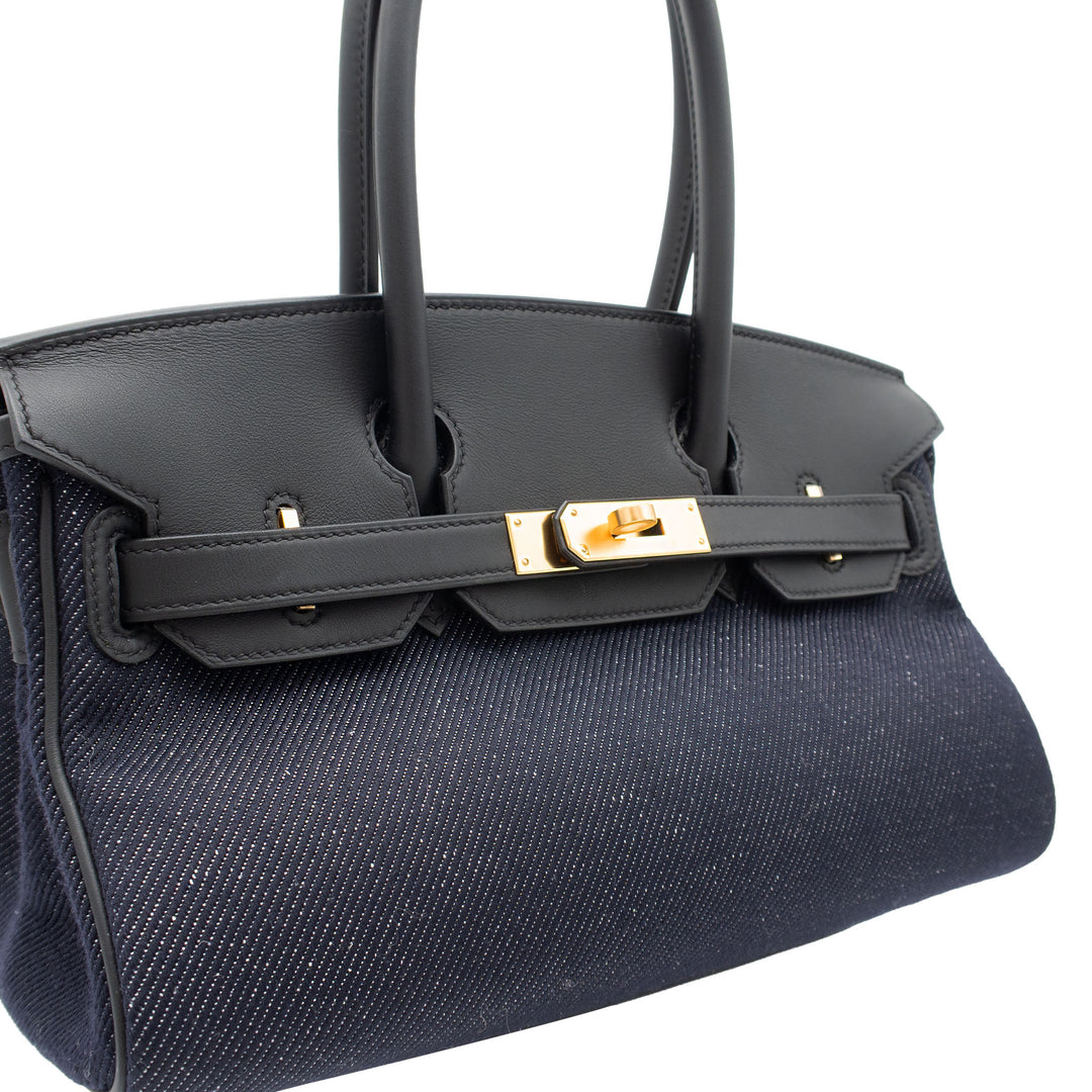 HERMES エルメス バーキンショルダー ライト 29 ブルーインディゴ/ブラック スイフト/トワル ゴールド金具 K刻印