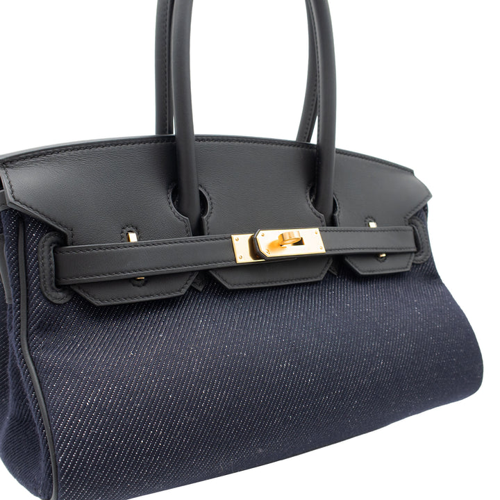 HERMES エルメス バーキンショルダー ライト 29 ブルーインディゴ/ブラック スイフト/トワル ゴールド金具 K刻印