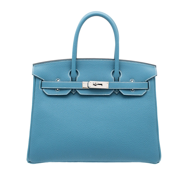 HERMÈS Birkin 30 New Bleu Jean Togo Palladium Hardware (PHW) Stamp B
