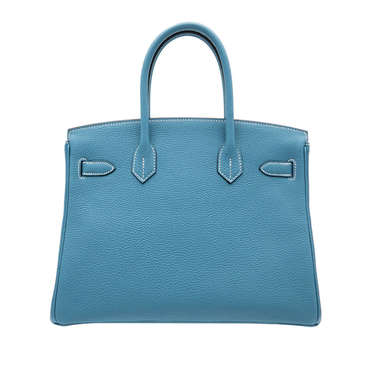 HERMÈS Birkin 30 New Bleu Jean Togo Palladium Hardware (PHW) Stamp B