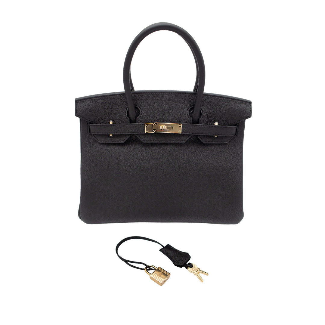 HERMES エルメス バーキン30 ブラック トゴ シャンパンゴールド金具 K刻印 - GINZA CELIA