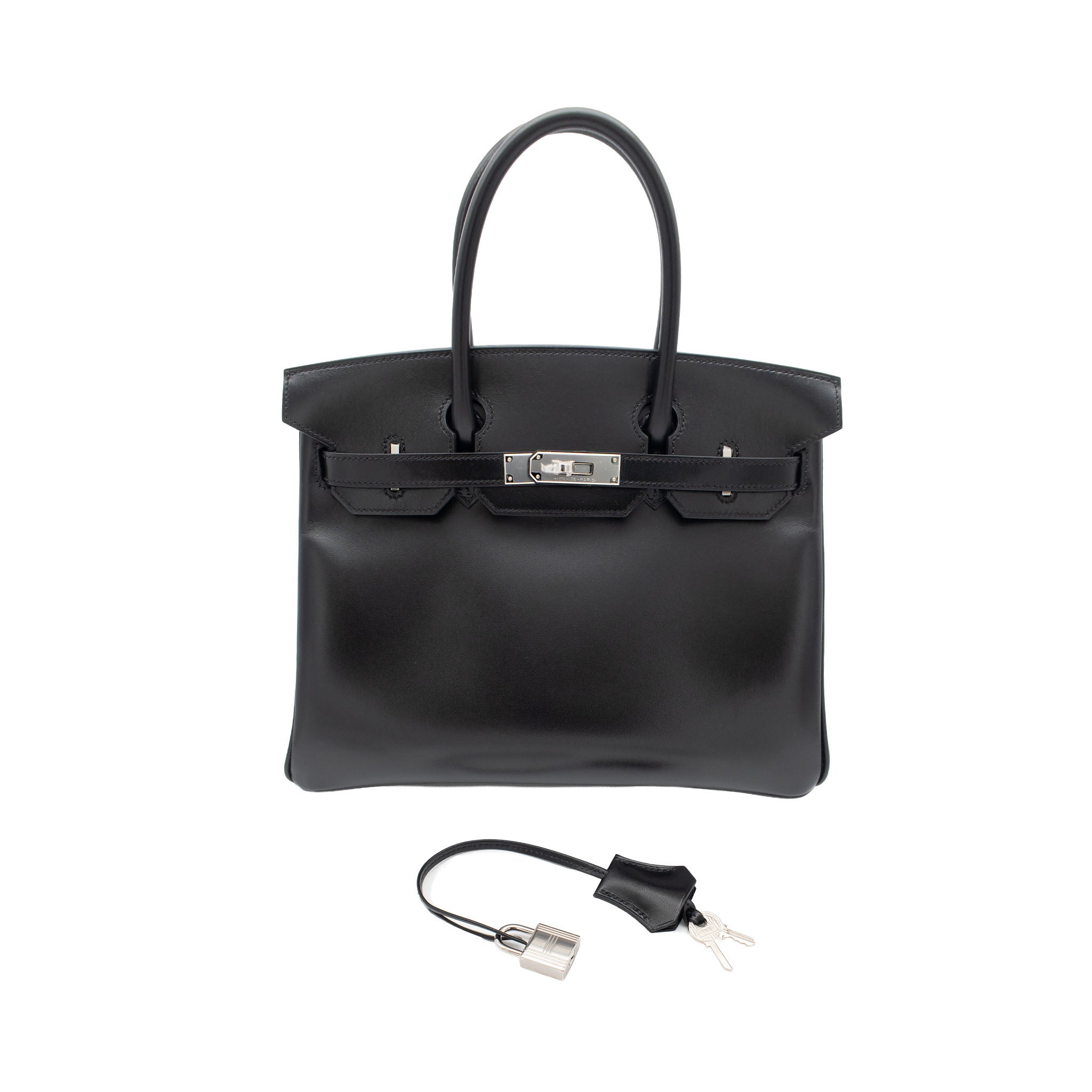 HERMES エルメス バーキン30 ブラック ボックスカーフ シルバー金具 K刻印