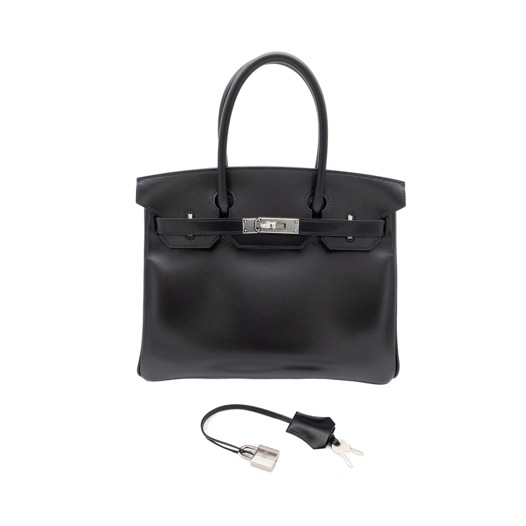 HERMES エルメス バーキン30 ブラック ボックスカーフ シルバー金具 K刻印