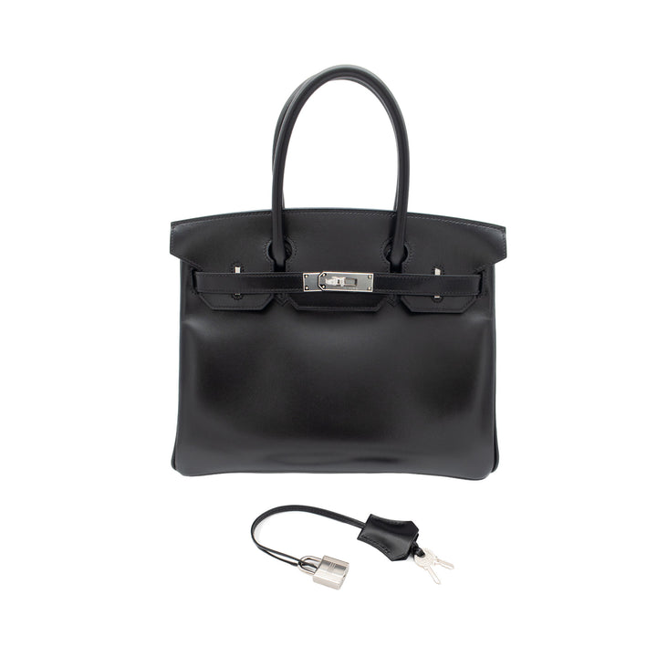 HERMES エルメス バーキン30 ブラック ボックスカーフ シルバー金具 K刻印