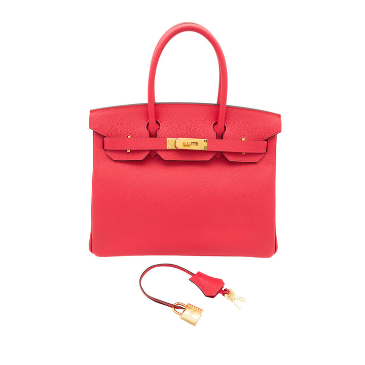 HERMÈS Birkin 30 Retourne Rose Extrême Epsom Gold Hardware (GHW) Stamp Y