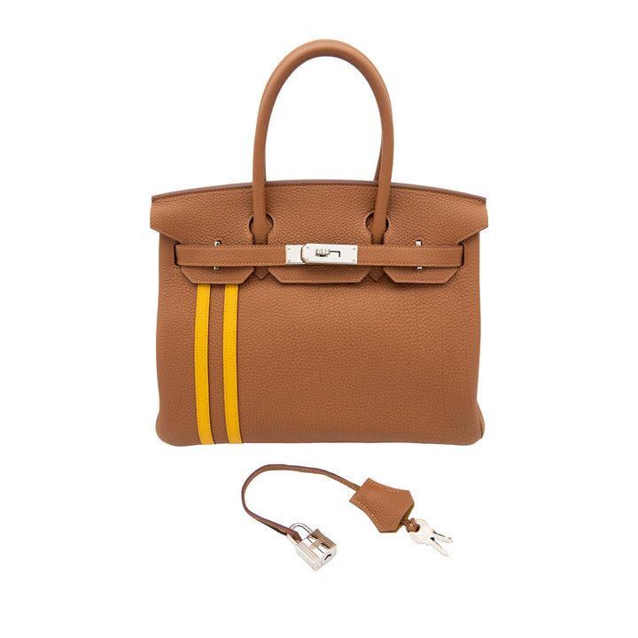 HERMES エルメス バーキン30 オーフィサー ゴールド/ジョーヌアンブル トゴ/スイフト シルバー金具 C刻印 - GINZA CELIA