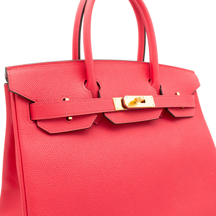 HERMÈS Birkin 30 Retourne Rose Extrême Epsom Gold Hardware (GHW) Stamp Y