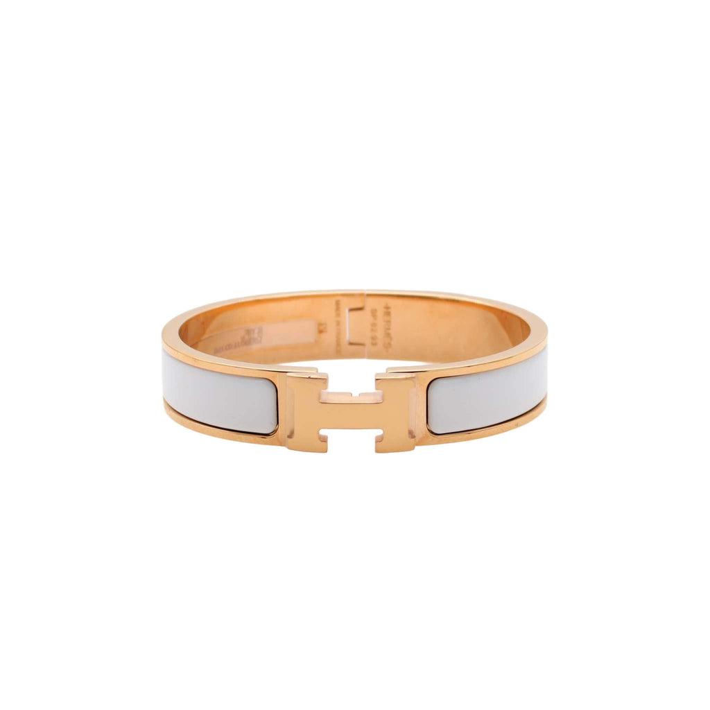 HERMES Hブレスレット ホワイト ゴールド金具 HERMES エルメス ブレスレット クリックH ホワイト ピンクゴールド金具