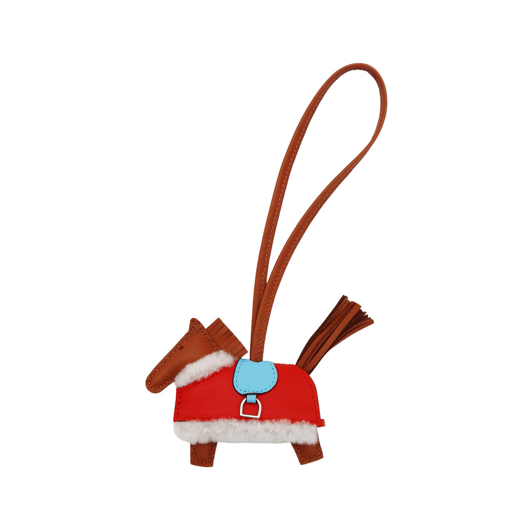 HERMÈS Charm Rodeo Robeo Plush PM Gold/CELESTE/CAPUCINE/Ecru Swift Palladium Hardware (PHW) Stamp K