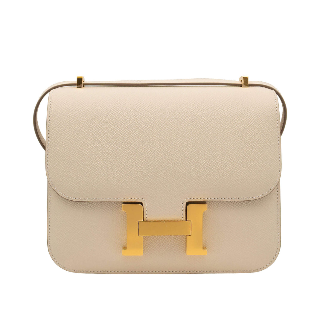 HERMÈS 愛馬仕 Constance Mini 奶昔白 Epsom皮 金釦 G刻