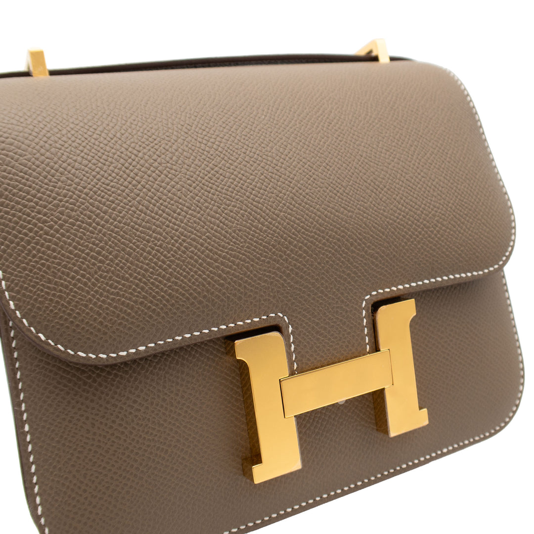 HERMES エルメス コンスタンスミニ エトゥープ エプソン ゴールド金具 G刻印 - GINZA CELIA